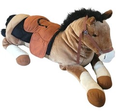 45″ Horse Plush With Saddle & Reins Brown Hugfun Sit Ride On