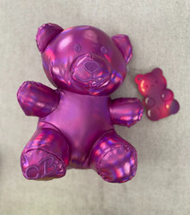 Yoonique Candy Bears Plush Kids Size 8″ Metallic Pink Stuffed Toy Small 3+ NWT