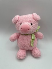 Animal Adventure Pink Pig Sweet Sprouts 9″ Plush Green Gingham Bow 2018 Sherpa
