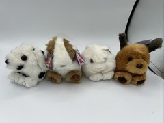 Puffkin Pets Lot Of 4 Gerbil, Dalmation, White Cat, Tan Dog Brown Ears And Tail