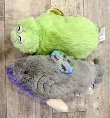 Pillow Pets Peewees Gray Sharky Shark And Friendly Frog Plush Toy Pet Pee Wee