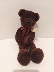 Commonwealth Teddy Bear Plush Long Legs Brown Soft Beanie Floppy Gingham Bow 14″