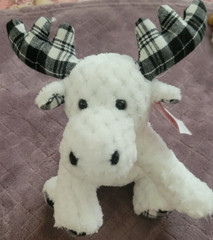 Christmas Holiday Time Reindeer Plush White Black Plaid Soft Stuffed Animal 8″