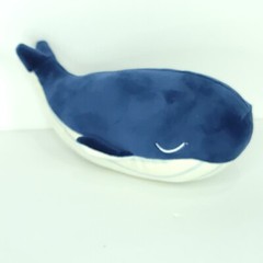 Blue & White Sleeping Whale Striped Belly Sea Life Plush Stuffed Animal 9″ Long
