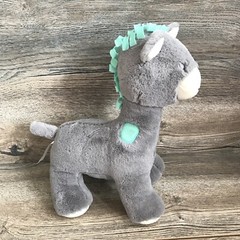 Modern Baby 11” Giraffe Plush Lovey Gray Teal Green Spot Stitched Eyes