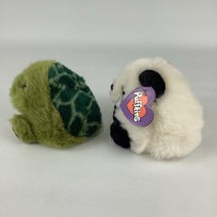 Puffkins Peter Panda Shelly Turtle 4″ Plush Stuffed Animal Swibco Vintage 1997