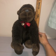 Mervyns Playful Pals Plush Gorilla Brown Stuffed Animal 12” Vintage With Bell