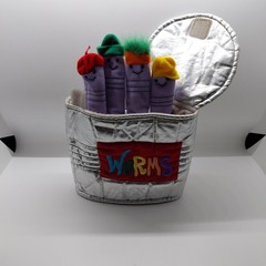 Manhattan Toy Company Can Of Worms Finger Puppet 2000 Vintage