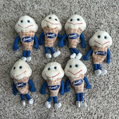 Lot 7 Culvers 1998 Scoopie Keychain 7″ Plush Vanilla Ice Cream Cone Vintage