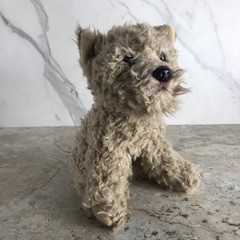 DEMDACO BEIGE SHAGGY CURLY HAIR RESCUE DOG PLUSH ANIMAL PLASTIC EYES & NOSE
