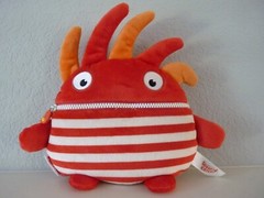 Gerd Hahn’s Worry Eaters FLAMM Red Striped Monster Plush Zipper Mouth