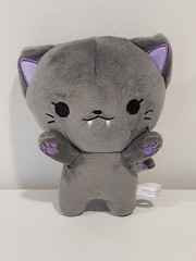 Fukuya Mysterious Kitty Standing Black Grey Cat Plush Stuffed Animal Kawaii Soft