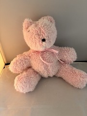 Pink Medium Bear Stuffed Animal Plush Toy with Ribbon for Kids Ages 3-7 Years