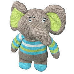 Stephan Baby Blue Green Stripe Sweater Knit Gray Elephant Plush Stuffed Animal