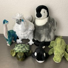 Plush Toy Lot 6 SeaWorld Orca Aurora Alligator Wild Republic Dino Adore Silkie