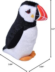 Atlantic Puffin 6″ stuffed animal plush bird Audubon Wild Republic black white