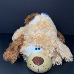 Walmart Tan & Brown Dog Plush Microbead Pillow Nylon Stretch Stuffed Animal 16″