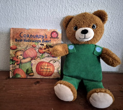 KOHLS CARES CORDUROY Bear in Green Overalls 12 Inch Plush and Halloween Book