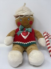 VTG Christmas Gingerbread Man Plush Target 1990 Stuffed Toy Decor Candy Cane