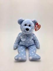 Ty Beanie Babies Bubbly the Blue Polka Dotted Bear Stuffed Animal Plush