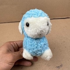 Vintage Blue & White Lamb Sheep Plush Stuffed Animal Toy