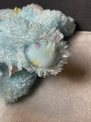 Walmart Curly Blue Bunny Plush 18”L Laying Floppy Easter Rabbit Carrot Bow Toy