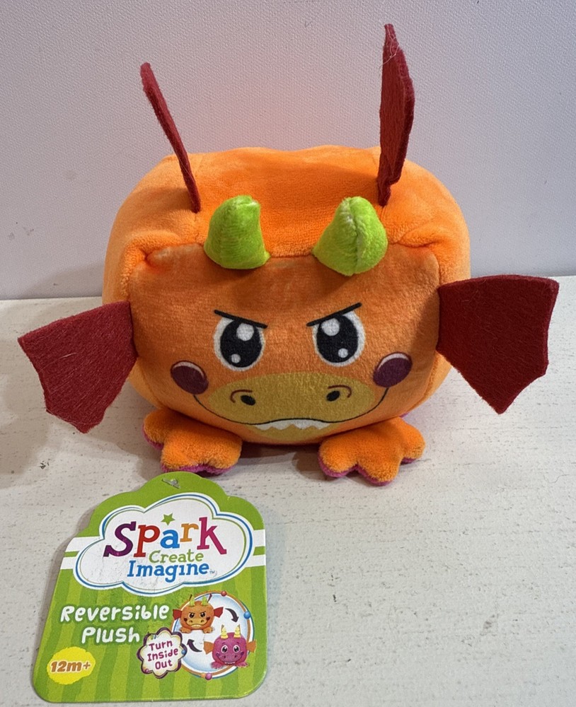 Spark Create Imagine 3.5″ Reversible Dragon Plush Pink & Orange