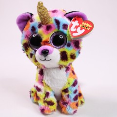TY Beanie Boos Giselle Unicorn Rainbow Leopard Tysilk Plush Stuffed Animal Toy