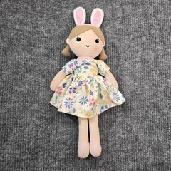 Linzy Toys, Spring Easter Emily Rag Doll with pink Bunny Ears Plush Stuffed Toy