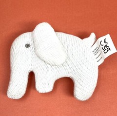 Best Years Knit White Elephant Rattle Plush Stuffed Animal Organic Cotton 5″