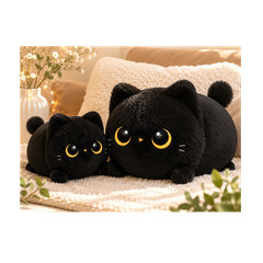 Black Cat Soft Plush Stuffed Animal Pillow, Medium 14-24 in, Ages 3-5