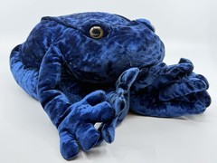 Vintage Commonwealth VELVET FROG Solid Blue Pattern 22″ Stuffed Animal