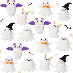 15 Pcs Halloween Ghost Plush Toys Bulk Mini Stuffed Animal 3.94 Inch Small Ghost
