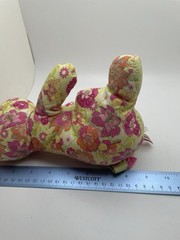 Douglas Pink Bunny Plush Stuffed Animal 8″ Floral Green Fabric Stuffed Flowers