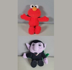 Sesame Street Plush Lot – Elmo + The Count – 7″ – Tyco – Jim Henson Productions
