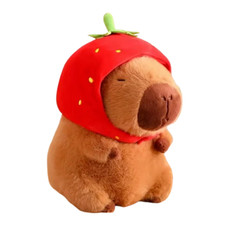 New LARGE Capybara Plush Brown Anime Stuffed Animal Strawberry Pillow Toy Doll