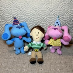 VTG 1998 TYCO Blues Clues Party Time Steve 7” Plush W/ Blue & Magenta 6” Lot VGC