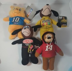 Toy Factory Kellitoy NASCAR Racing Stuffed Animals Lot of 4 Bears- Dogs, 2009-16