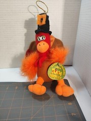 Whimsical Plush Turkey 7″ Top Hat Fuzzy Wings Orange Legs Best Made Toys Limited