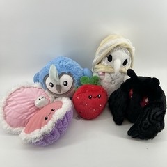 Lot Of Plush Toys- Squishable Plush Moth Bird Oyster Fruit Plague Nurse 5 Pieces