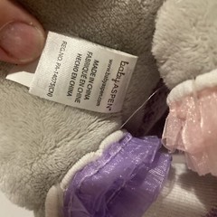 9″ sitting Baby Aspen TOOTSIE ELEPHANT w/ SOCKS gray purple pink plush stuffed