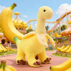 Kawaii Peeled Banana Brontosaurus Plush Toy Soft Dinosaur Plushie Kids Gift Deco