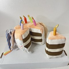 Pillowfort Birthday Cake Play Set 9″ Plush 7 Piece Hat Plate Interactive Kid Toy