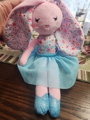 Ganz Pink Bunny Rabbit Plush Blossom Ballerina 14″ Blue Floral Heart Nose Toy