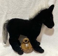 RARE Vintage 1989 Douglas Cuddle Toys Black & White Horse 14″ Plush Pony