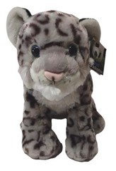 Wild Republic Baby Snow Leopard Spotted gray Cub Plush 12″ blue eyes pink nose