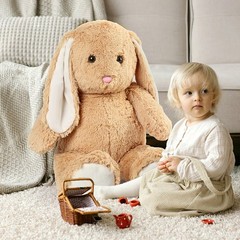 3FT Bunny Stuffed Animals Jumbo Soft Rabbit Plush Toy Brown Bunny Christmas Gift