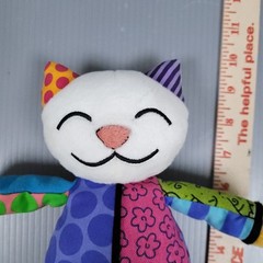2010 Romeo Britto Popplush Coco Plush Kitty Canvas Enesco Artist 10″ cute VGUC