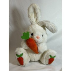 White Plush Bunny Holding Carrot With 🥕 Carrot Feet Easter Toy Stuffed