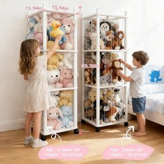 Three-Tier Solid Wood Stuffed Animal Storage – Durable & Portable Toy Organizer
